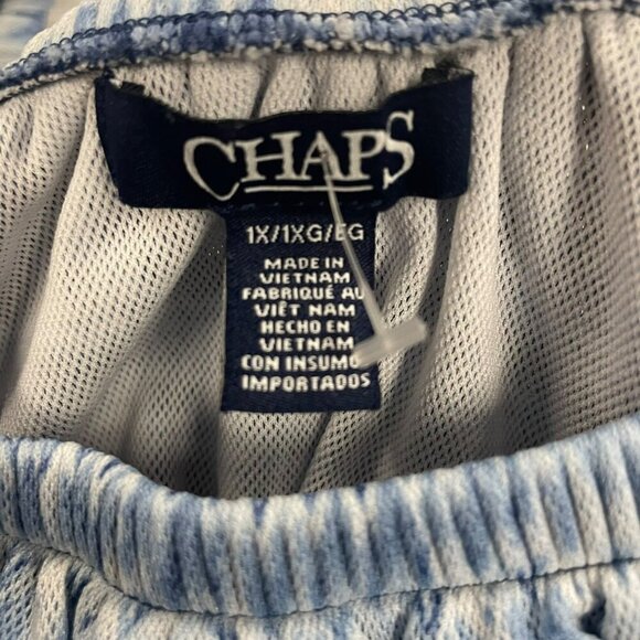 Chaps Womens Off Shoulder Top Blue/Multi Striped Size 1X Sheer - Picture 8 of 8